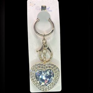 Gold Heart Bag Charm/Keychain with Bling